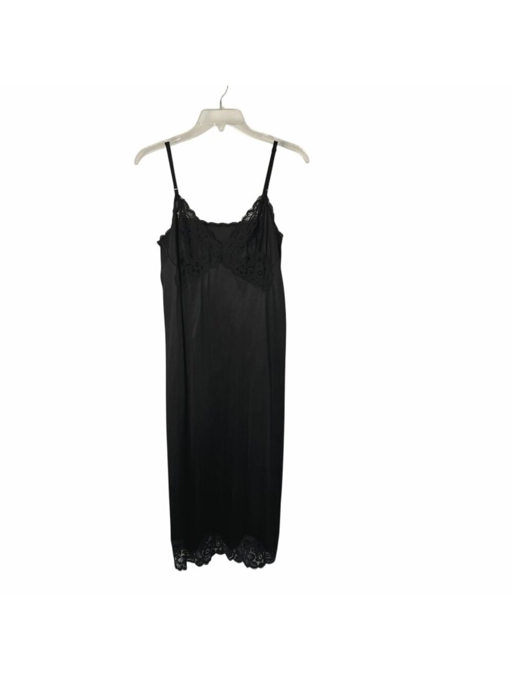 Vintage Vanity Fair Full Slip Womens 34 TT Tall Black Lace Trim Nylon Used